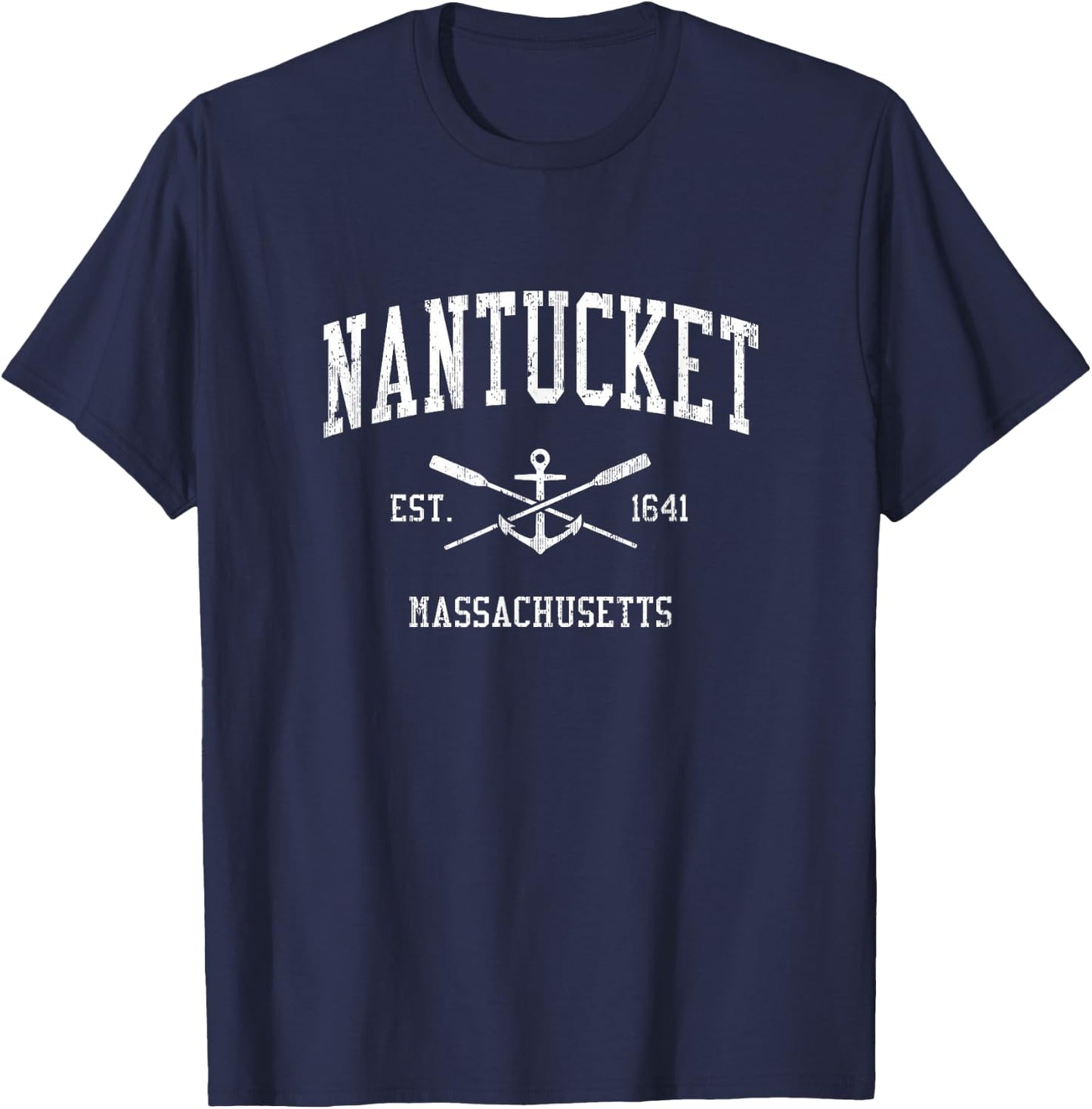 Nantucket MA Vintage gekreuzte Ruder & Bootsanker Sport T-Shirt - T-Shirt | Navy