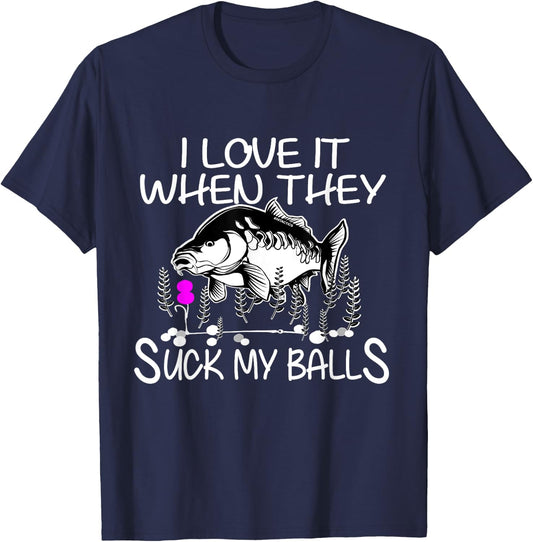 Funny smutty Fisher Carp fishing T-Shirt - T-Shirt | Navy