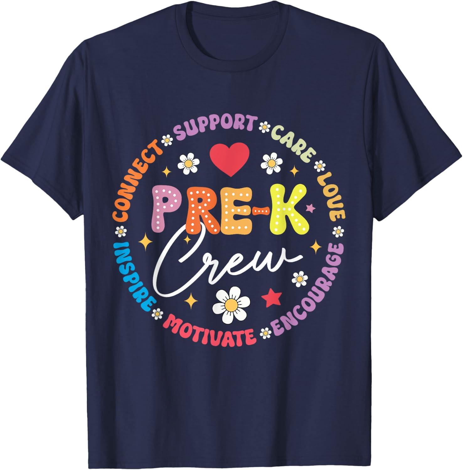 Pre-K Crew 1st Day Of School Funny Preschool Teacher Men Women Kids T-Shirt - T-Shirt | Navy