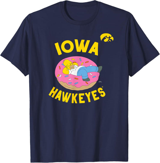 Iowa Hawkeyes Homer Simpson Donut Dark Gray T-Shirt - T-Shirt | Navy