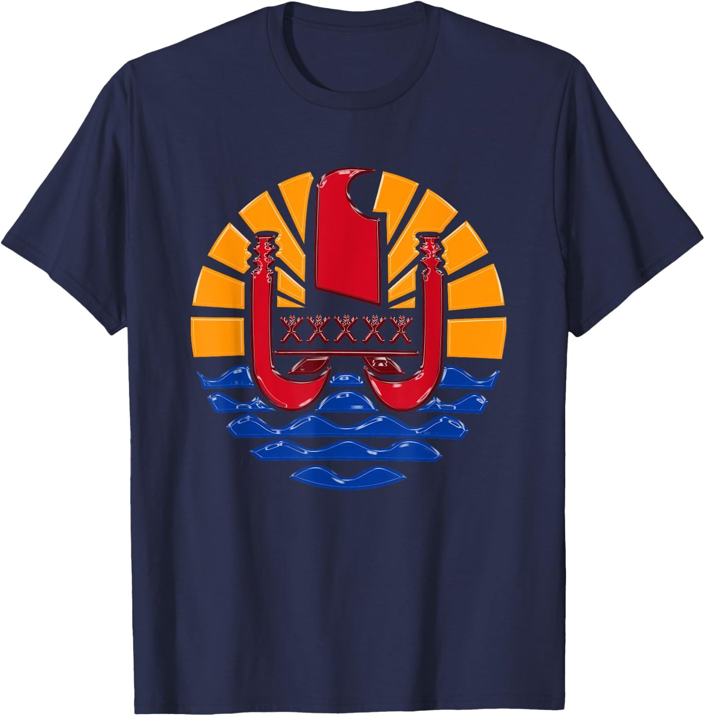 Flag Tahiti Emblem Polynesia Man Woman Child T-Shirt - T-Shirt | Navy