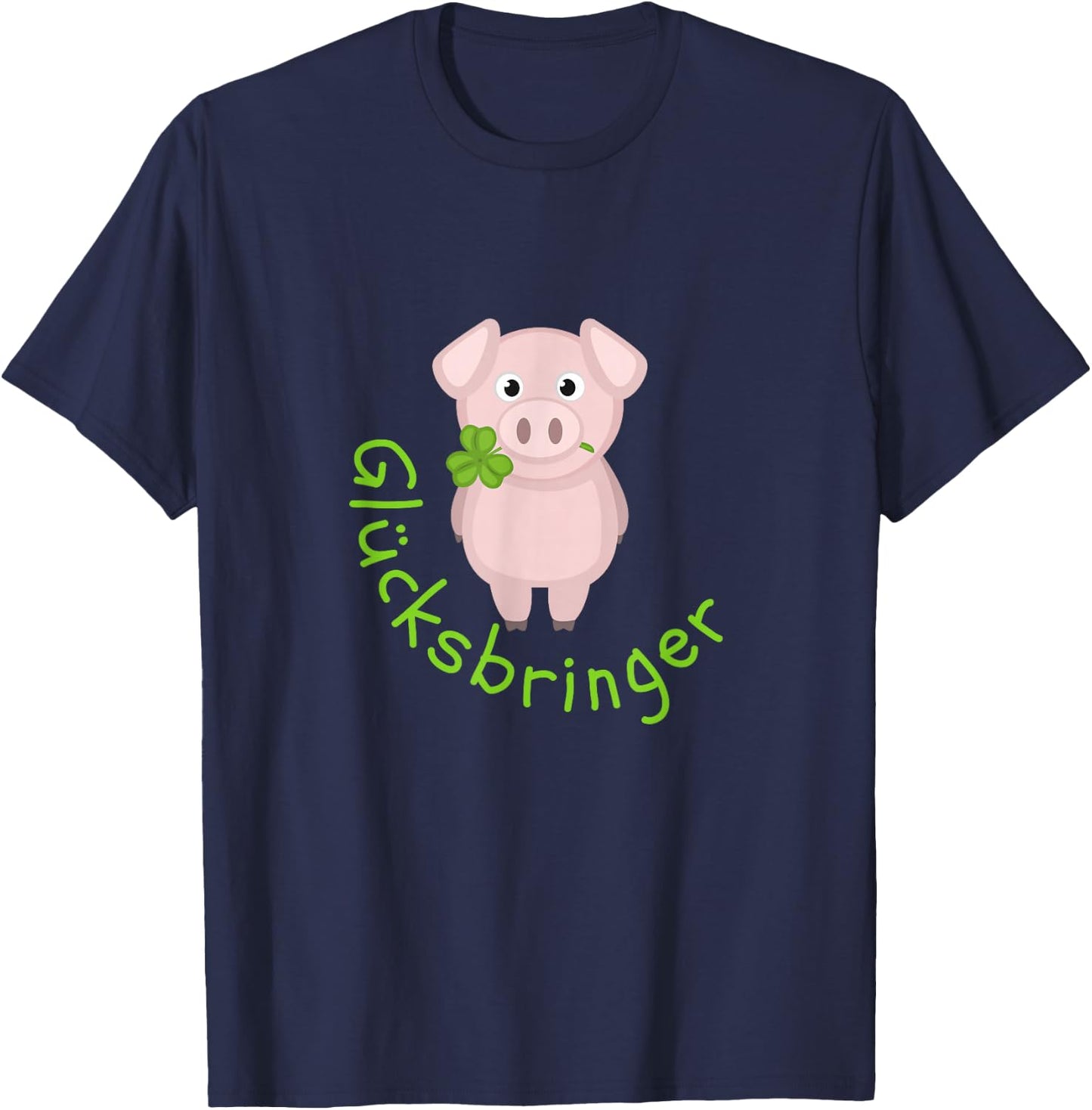 Lucky Charm Pig Clover Leaf for Friends Good Luck , black T-Shirt - T-Shirt | Navy