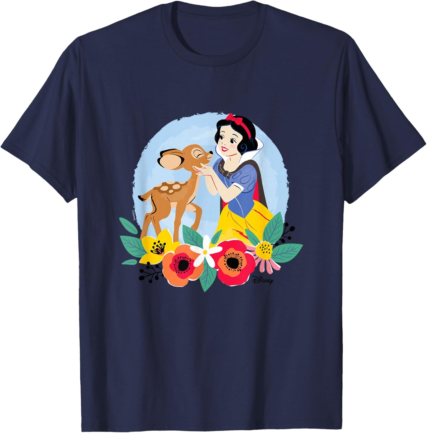 Disney Princess - Floral Snow White Deer T-Shirt - T-Shirt | Navy