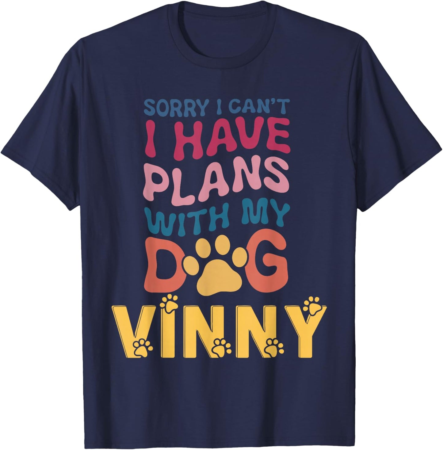 Dog Name Vinny Personalised Gift Busy With My Dog Vinny Women Kids T-Shirt - T-Shirt | Navy
