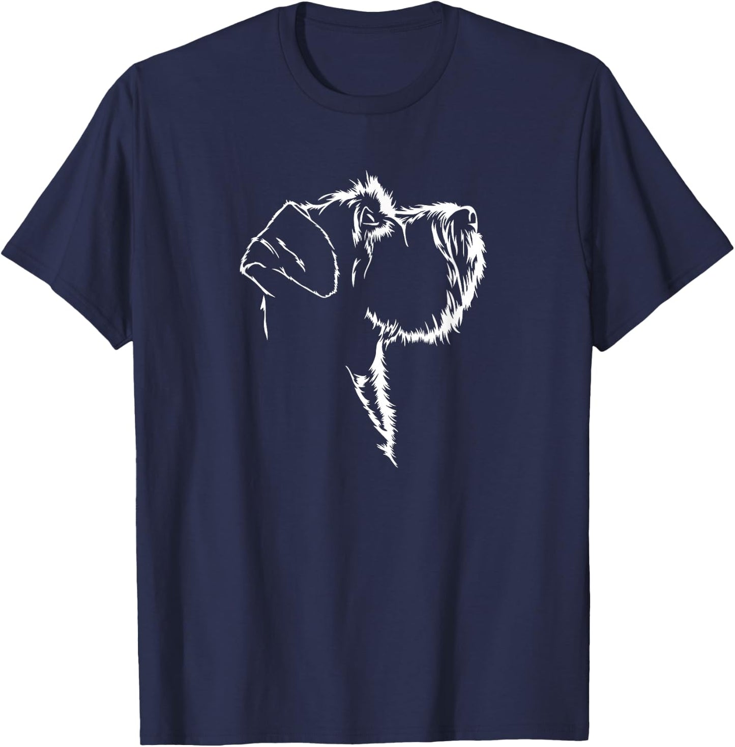 Schnauzer Portrait Silhouette Dog Medium Schnauzer Dog T-Shirt - T-Shirt | Navy