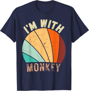I'm with Monkey Funny Design Im with Monkey T-Shirt - T-Shirt | Navy
