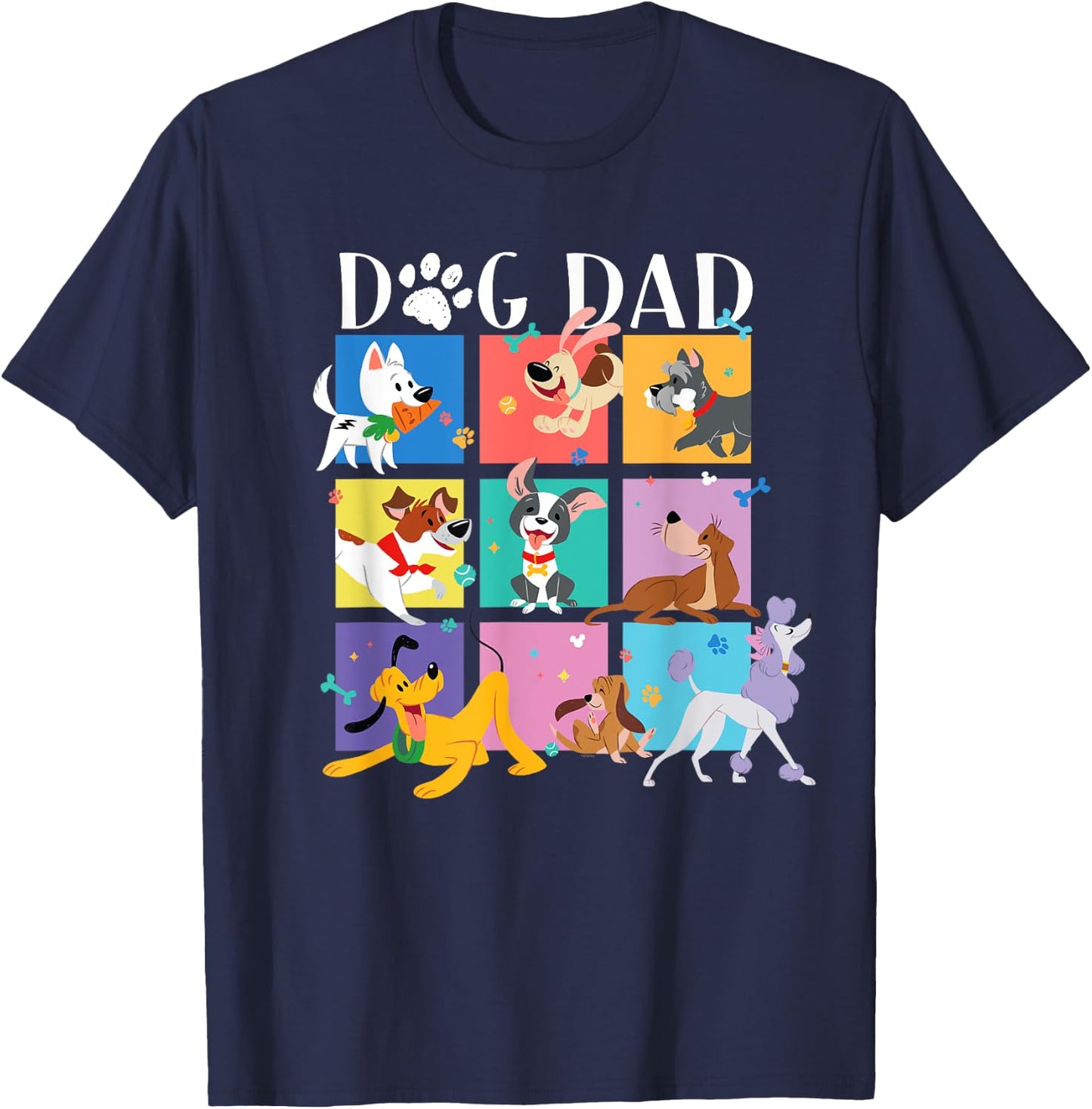 Disney "Dog Dad" Pet Parent Animated Disney Dogs T-Shirt - T-Shirt | Navy