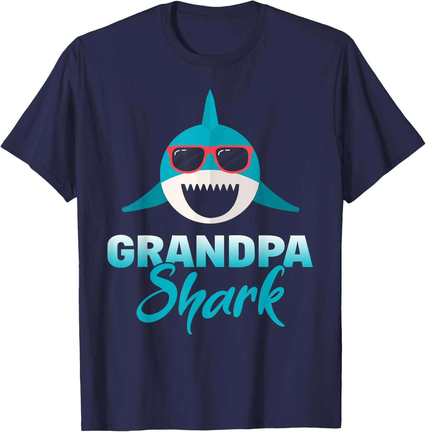 Grandpa Shark Wearing Cool Sunglasses Grandpa Gift T-Shirt - T-Shirt | Navy