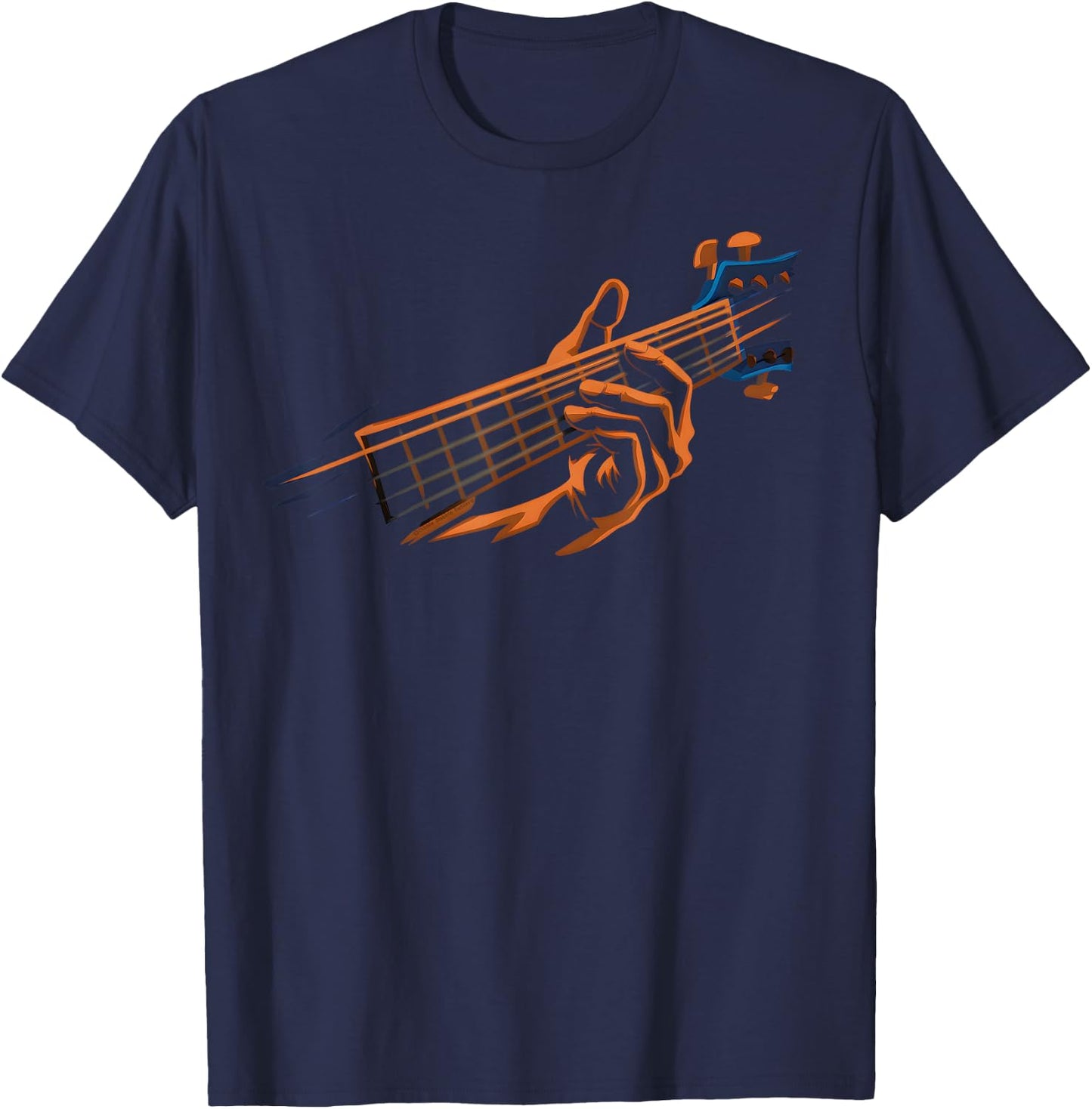 Guitar Lovers Stylized Band Artistic Guitar T-Shirt - T-Shirt | Navy