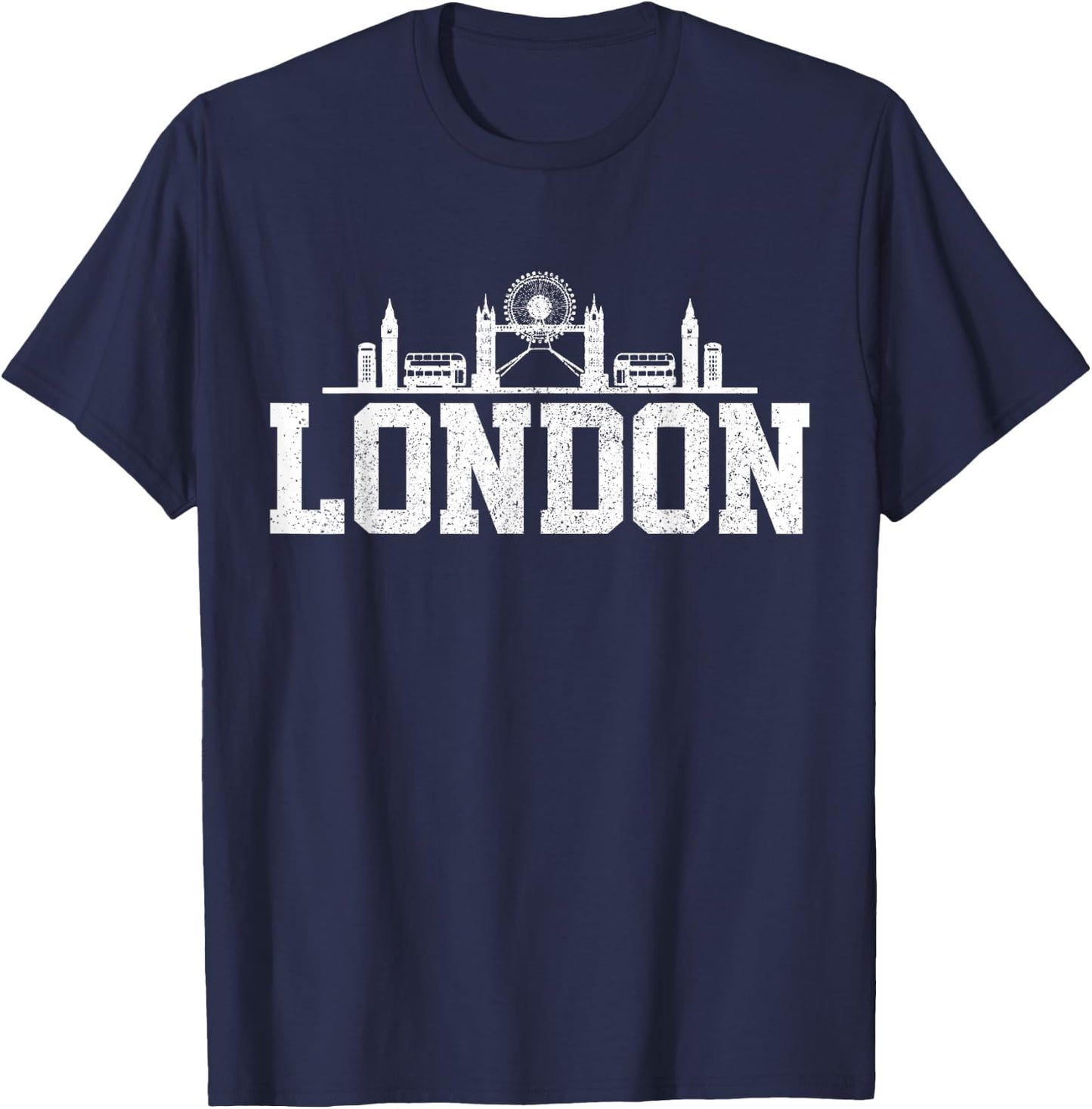 London Skyline UK United Kingdom Union Jack England Souvenir T-Shirt - T-Shirt | Navy