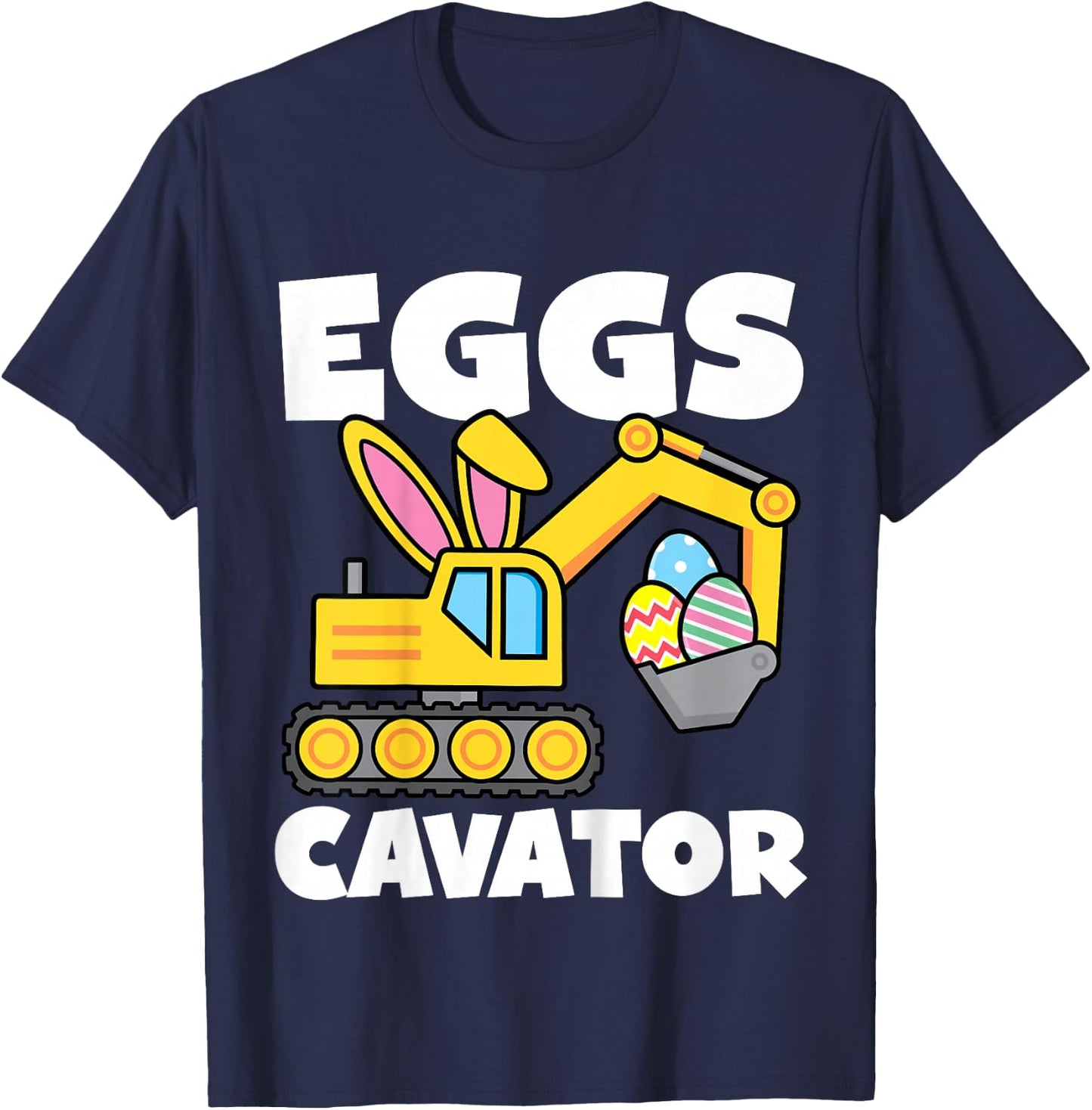 Kids Eggs Cavator Easter Egg Hunt Basket Excavator Boys Toddler T-Shirt - T-Shirt | Navy