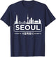 Seoul South Korea Minimalist White Skyline T-Shirt - T-Shirt | Navy