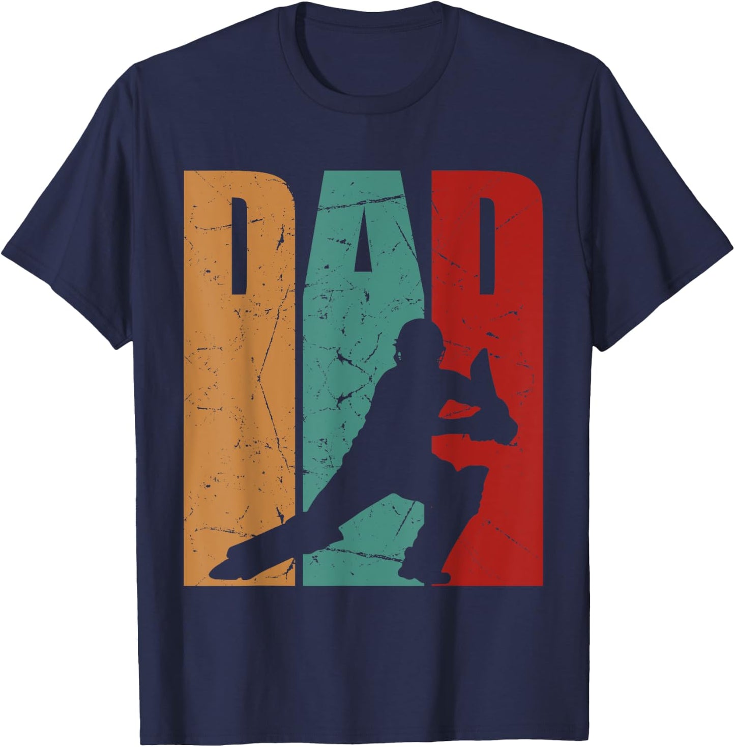Vintage Cricket Dad Father's Day Ideas Cricket Player T-Shirt - T-Shirt | Navy