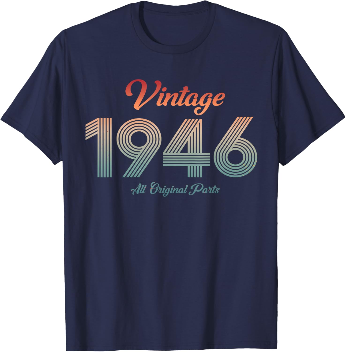 80th Birthday Vintage 1946 Retro 80 Year Old Born in 1946 T-Shirt - T-Shirt | Navy