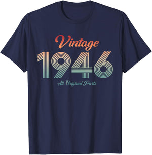 80th Birthday Vintage 1946 Retro 80 Year Old Born in 1946 T-Shirt - T-Shirt | Navy