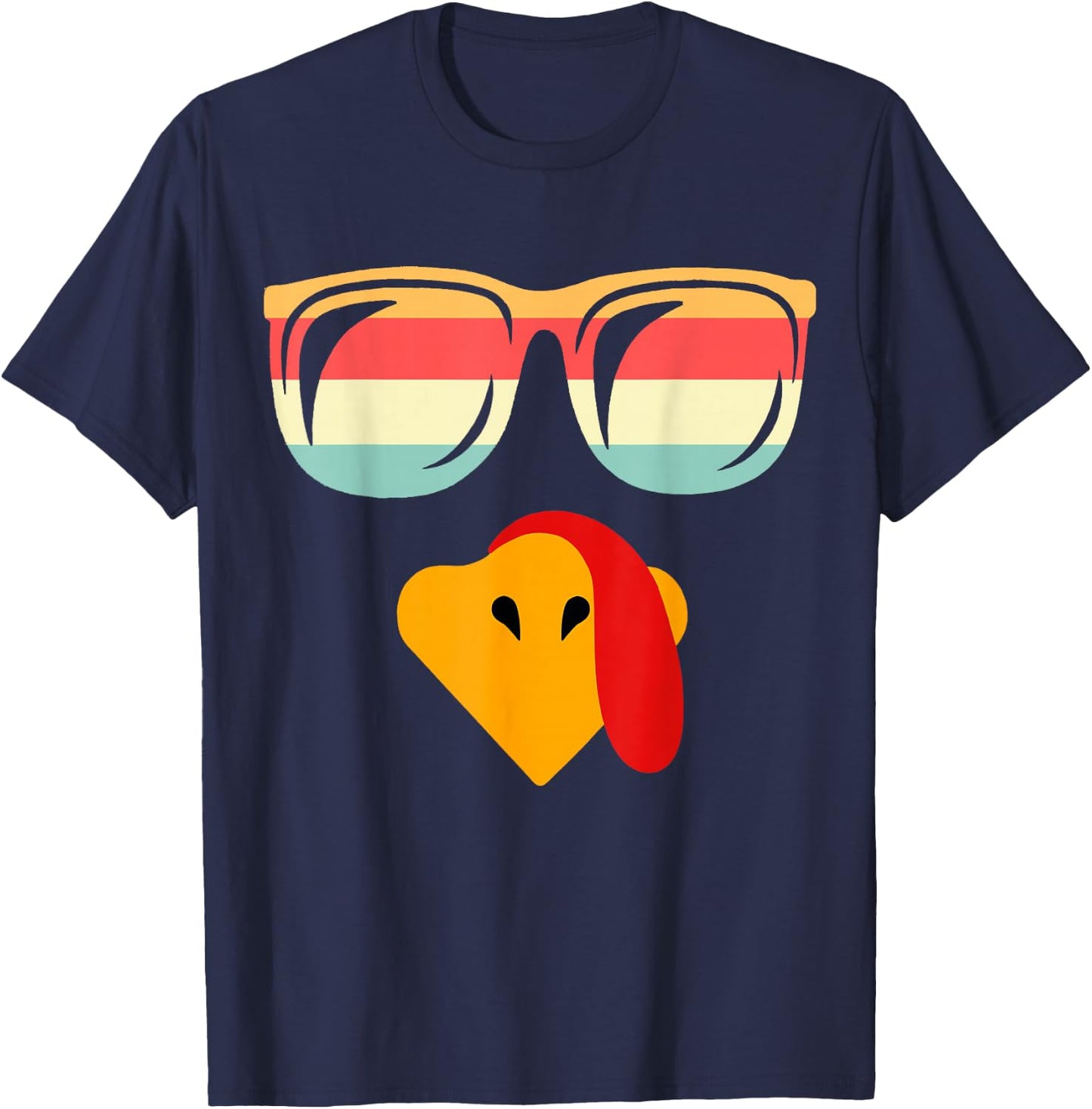 Cool Turkey Face With Sunglasses Funny Thanksgiving For Boys T-Shirt - T-Shirt | Navy
