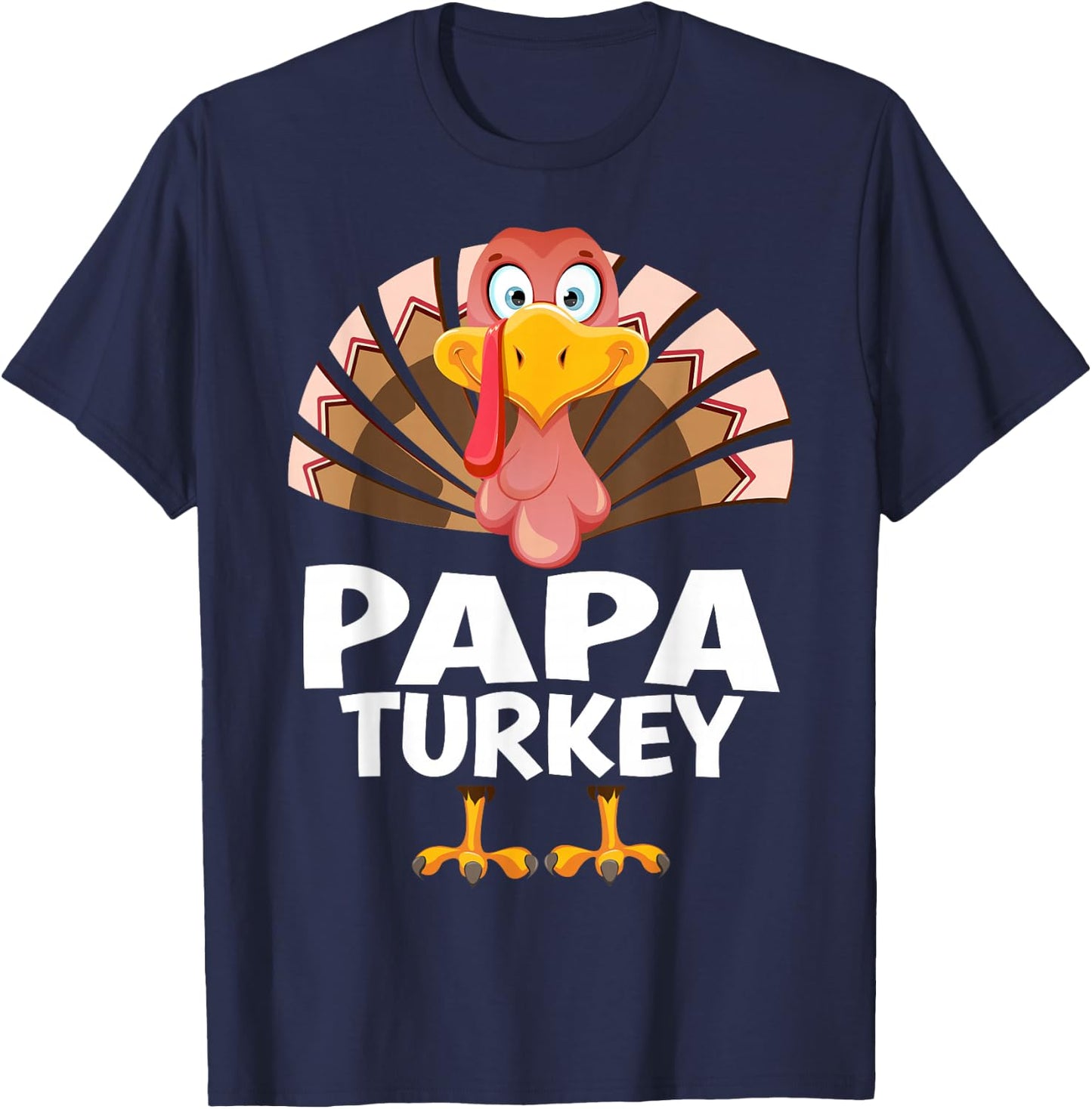 Thanksgiving Papa Turkey Matching Pajama T-Shirt - T-Shirt | Navy