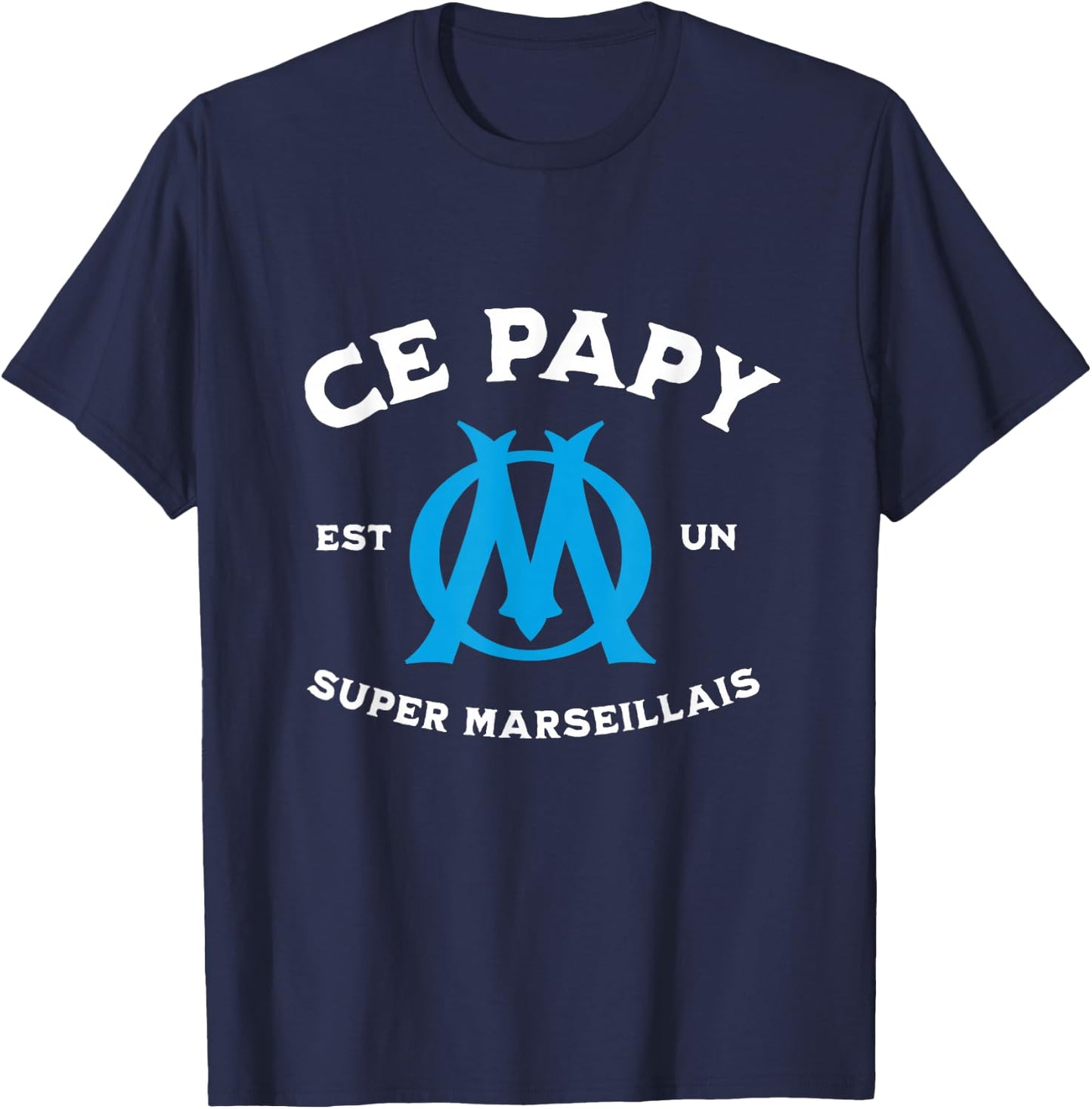 Grandpa Super Marseillais supporter humour grandpa , Black, S T-Shirt - T-Shirt | Navy