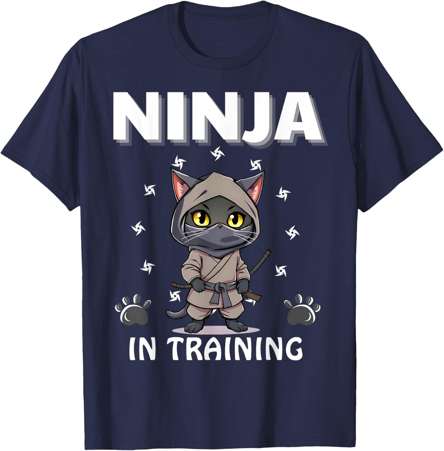 Ninja In Training Cute Cat Funny Birthday Ninjas Boys Girls T-Shirt - T-Shirt | Navy