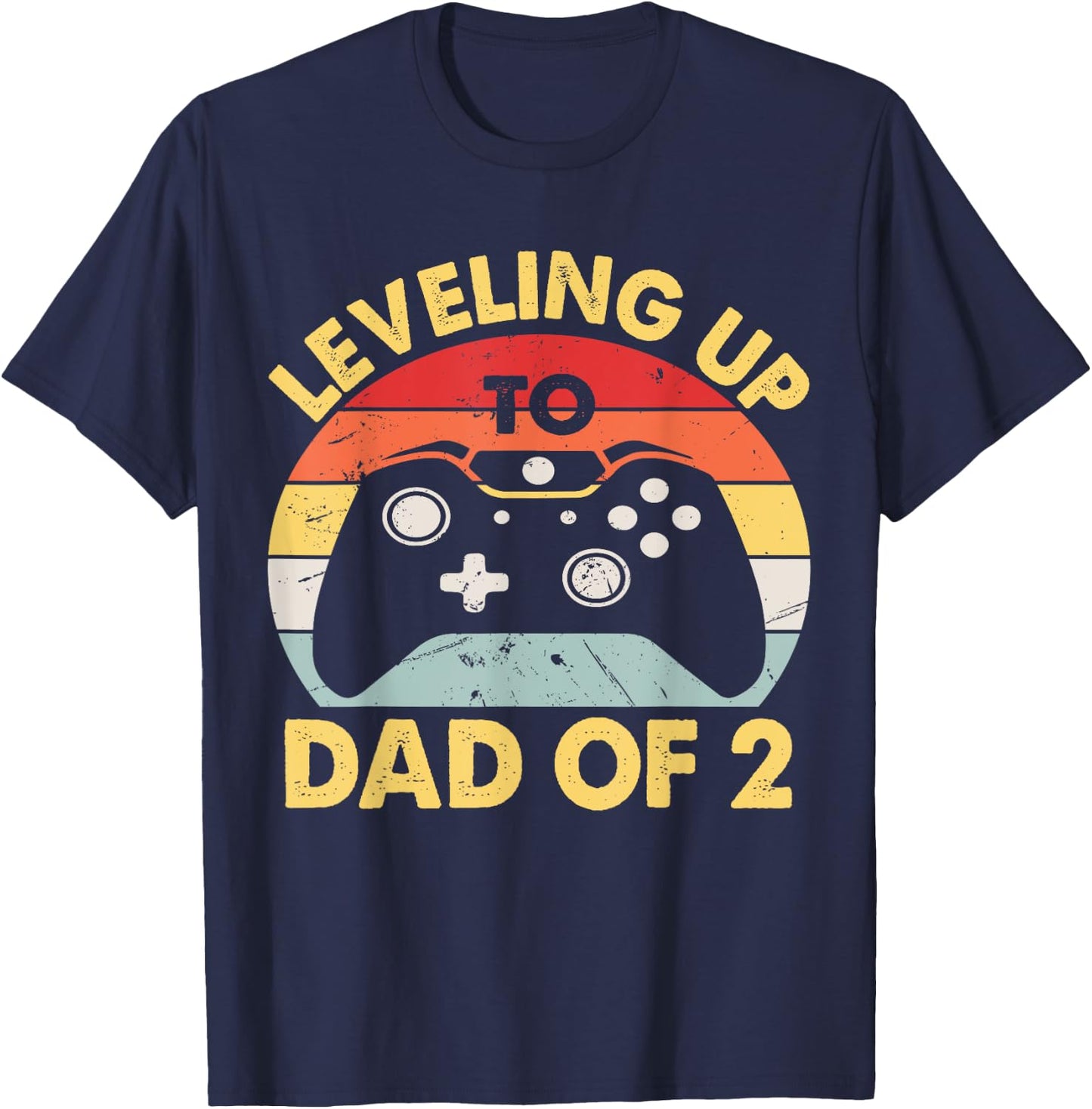 Daddy of Two Gamer Daddy Squared 2 Gaming Father for the Second Time T-Shirt - T-Shirt | Navy