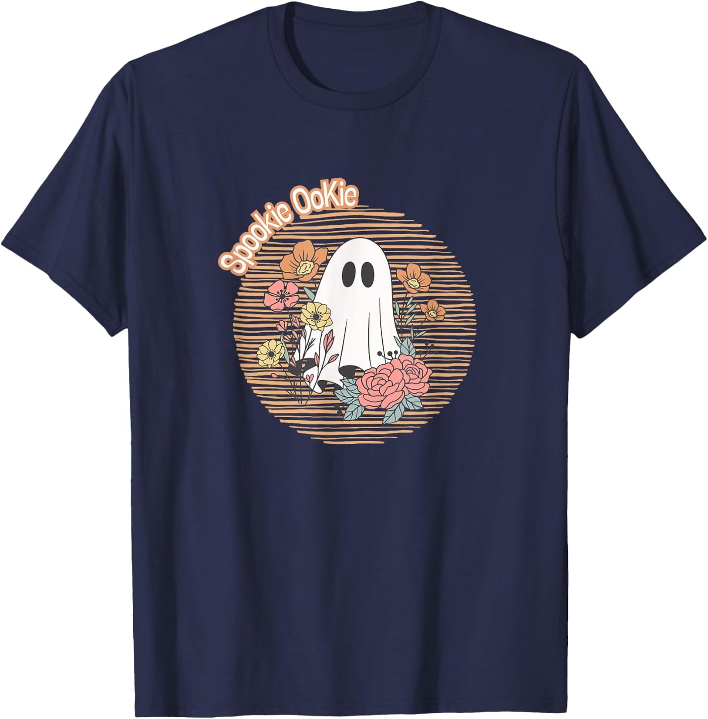Halloween Cozy Spooky Ghost Fall Fun Retro T-Shirt - T-Shirt | Navy