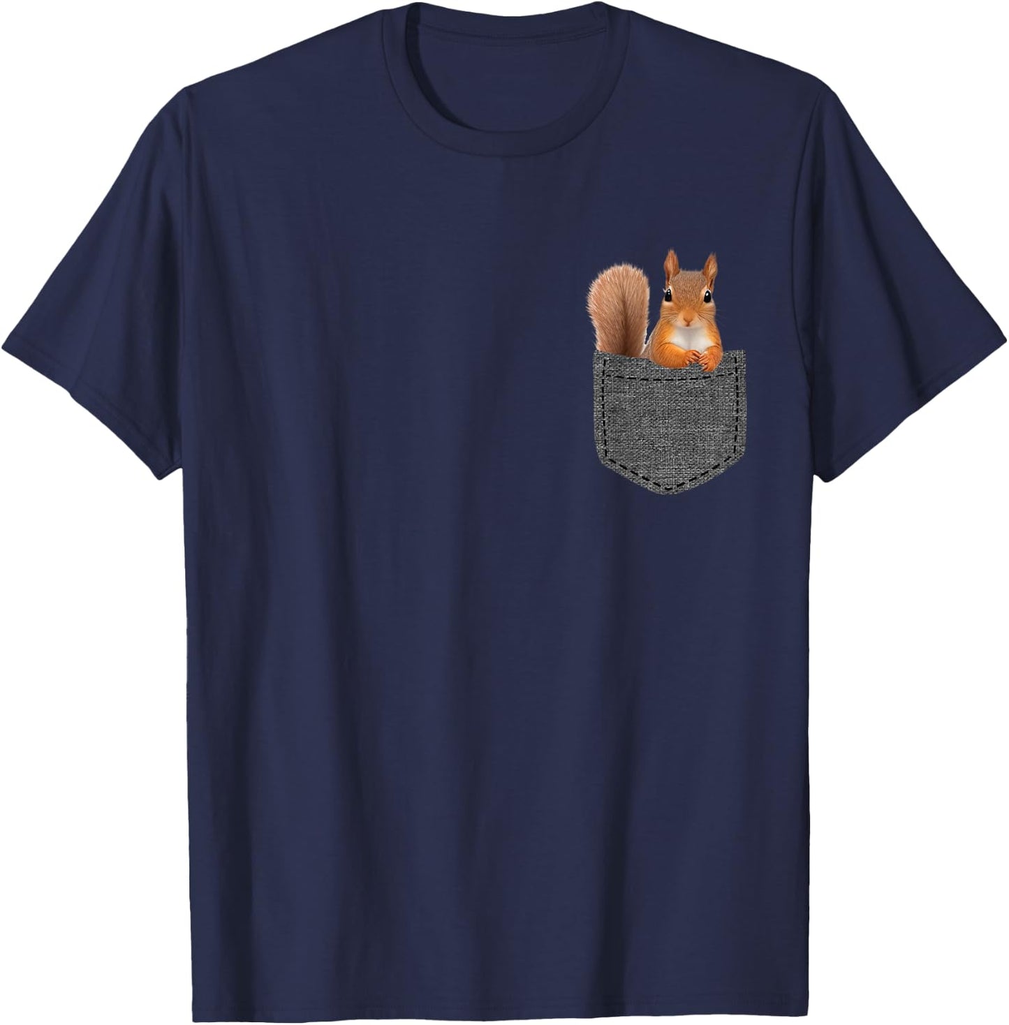 Squirrel in Pocket T-Shirt - T-Shirt | Navy
