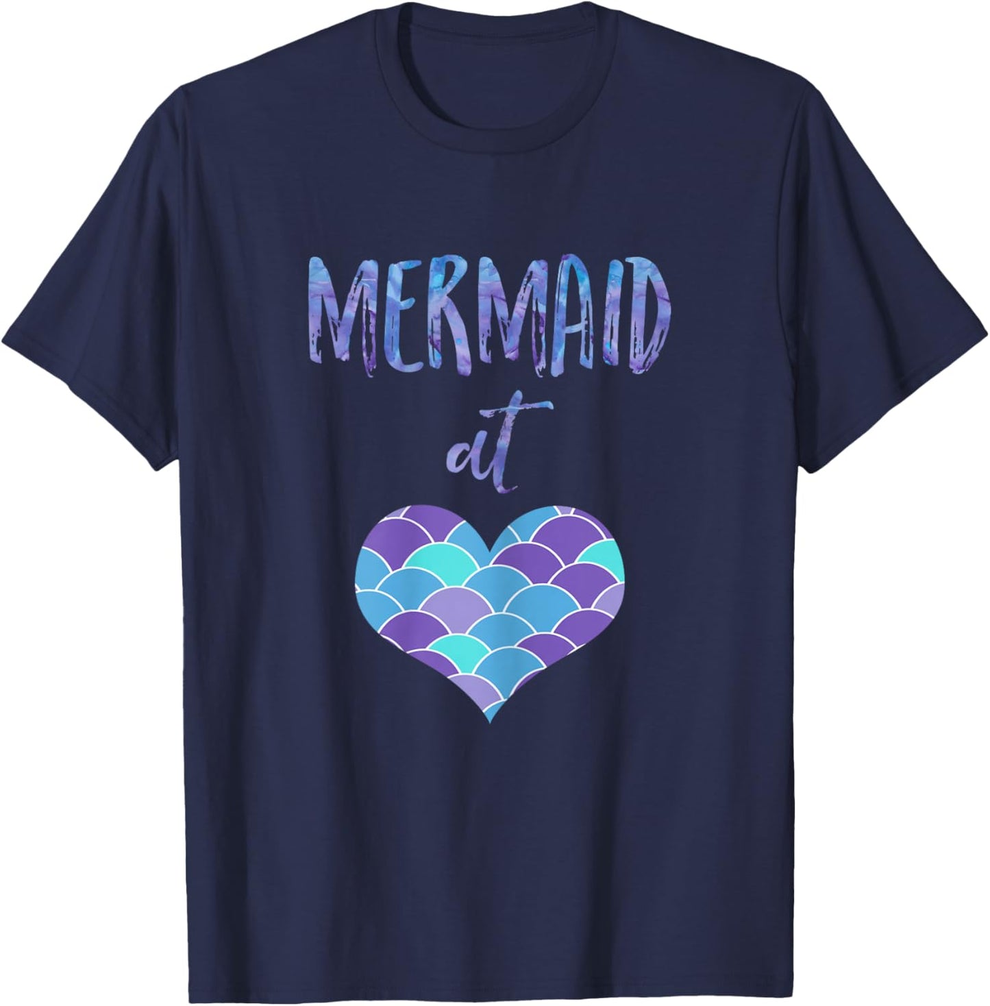 Mermaid Forever Mermaid At Heart T-Shirt - T-Shirt | Navy