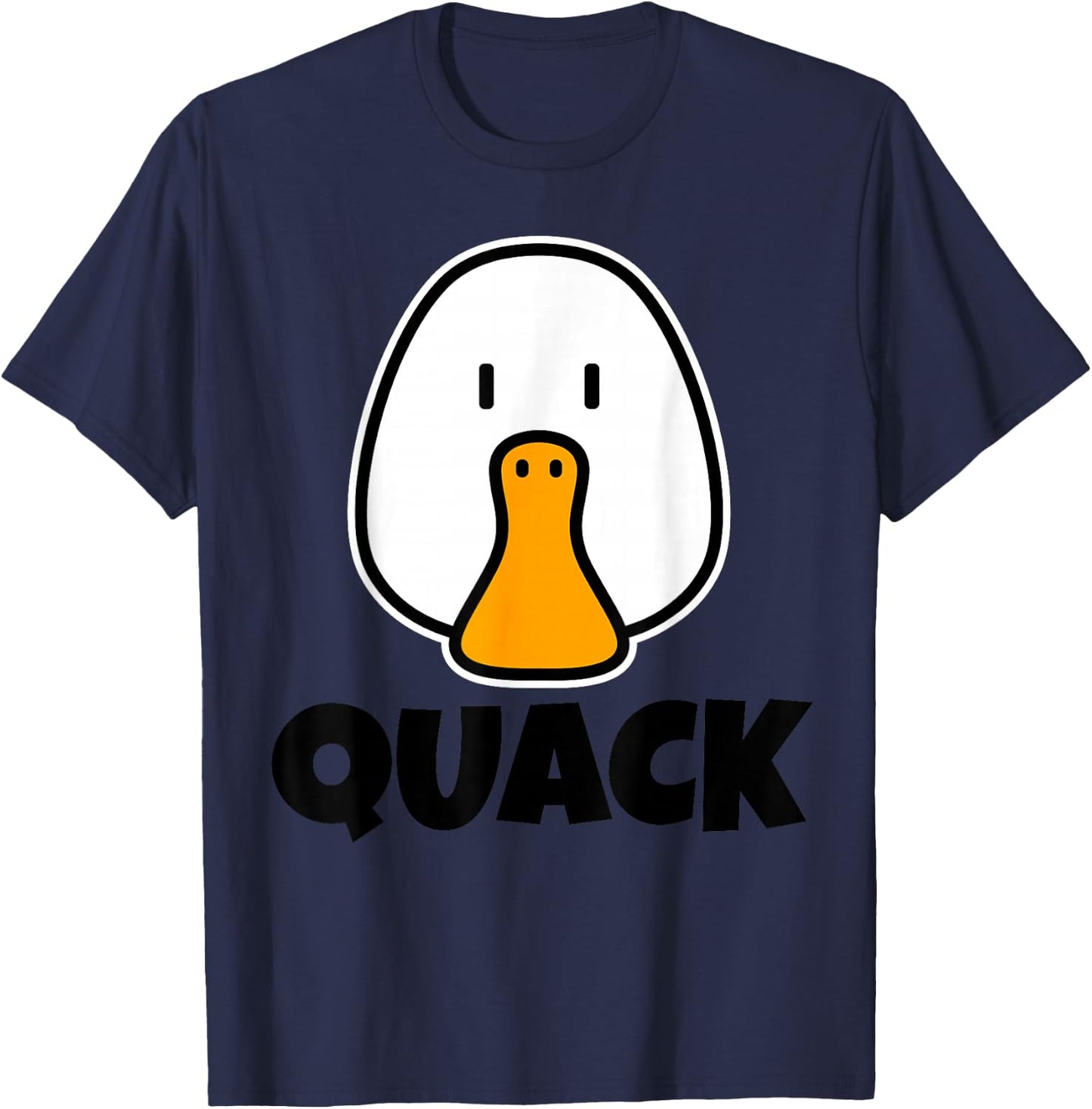 QUACK Cute Childrens Ducks Design for Kids Cartoon Duck Face T-Shirt - T-Shirt | Navy