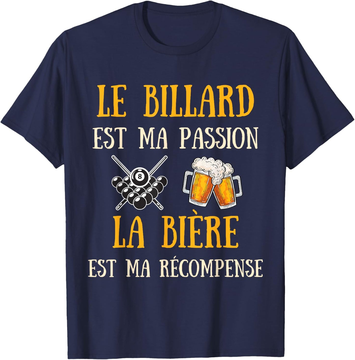 Men's Billiards Humour Vintage Gift Humorous Beer , Black, S T-Shirt - T-Shirt | Navy