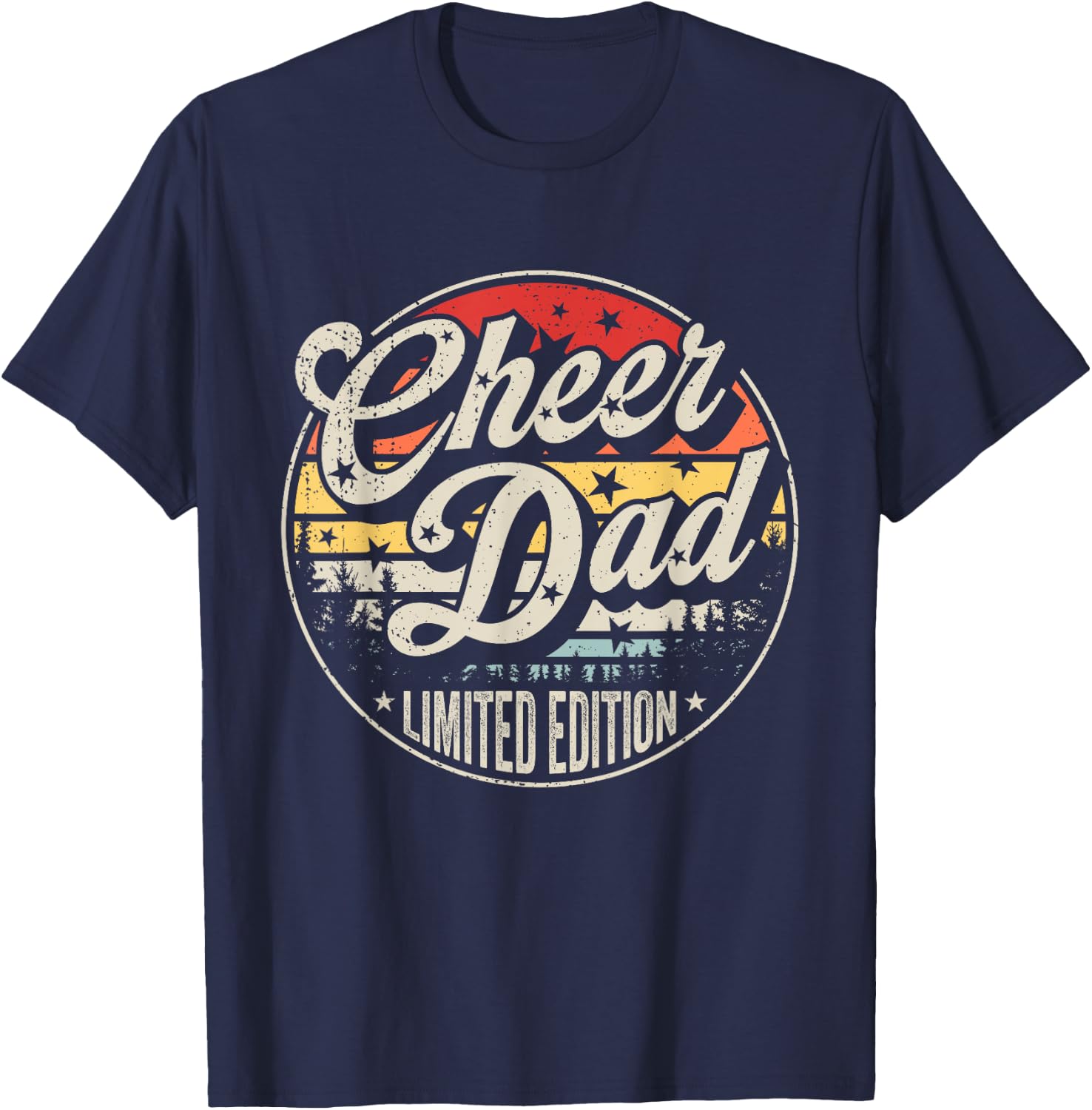 Cheer Dad Cheerleading Dad Retro Vintage Cheerleader Daddy T-Shirt - T-Shirt | Navy