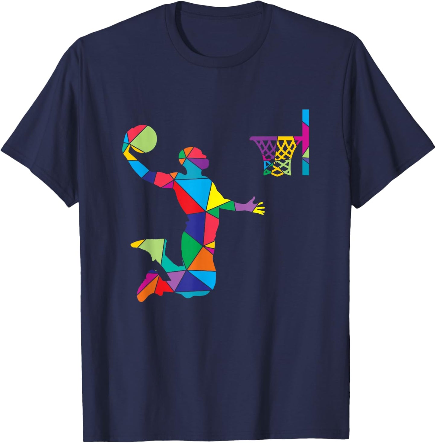 Low Poly Art Baller Geometric Polygon Art Basketball T-Shirt - T-Shirt | Navy