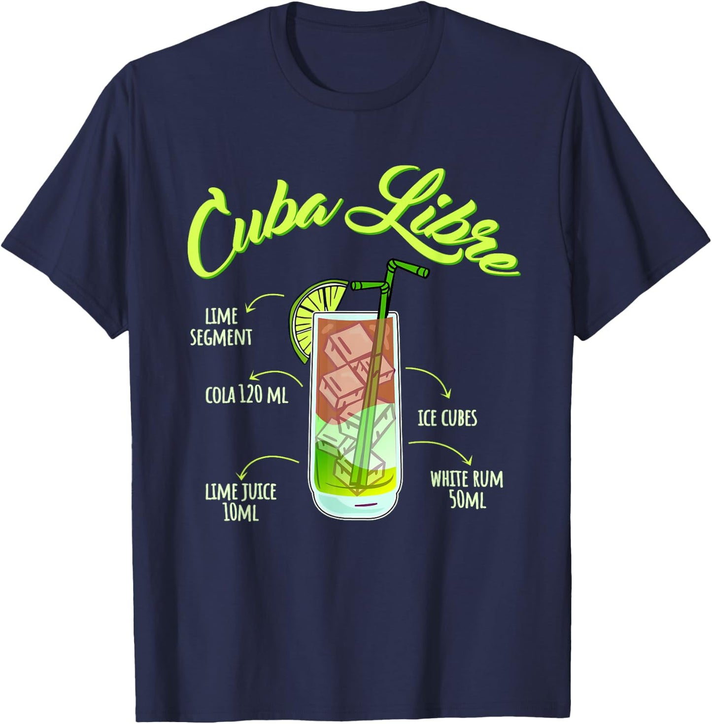 Most Famous Rum Drink Cuba Libre , black T-Shirt - T-Shirt | Navy