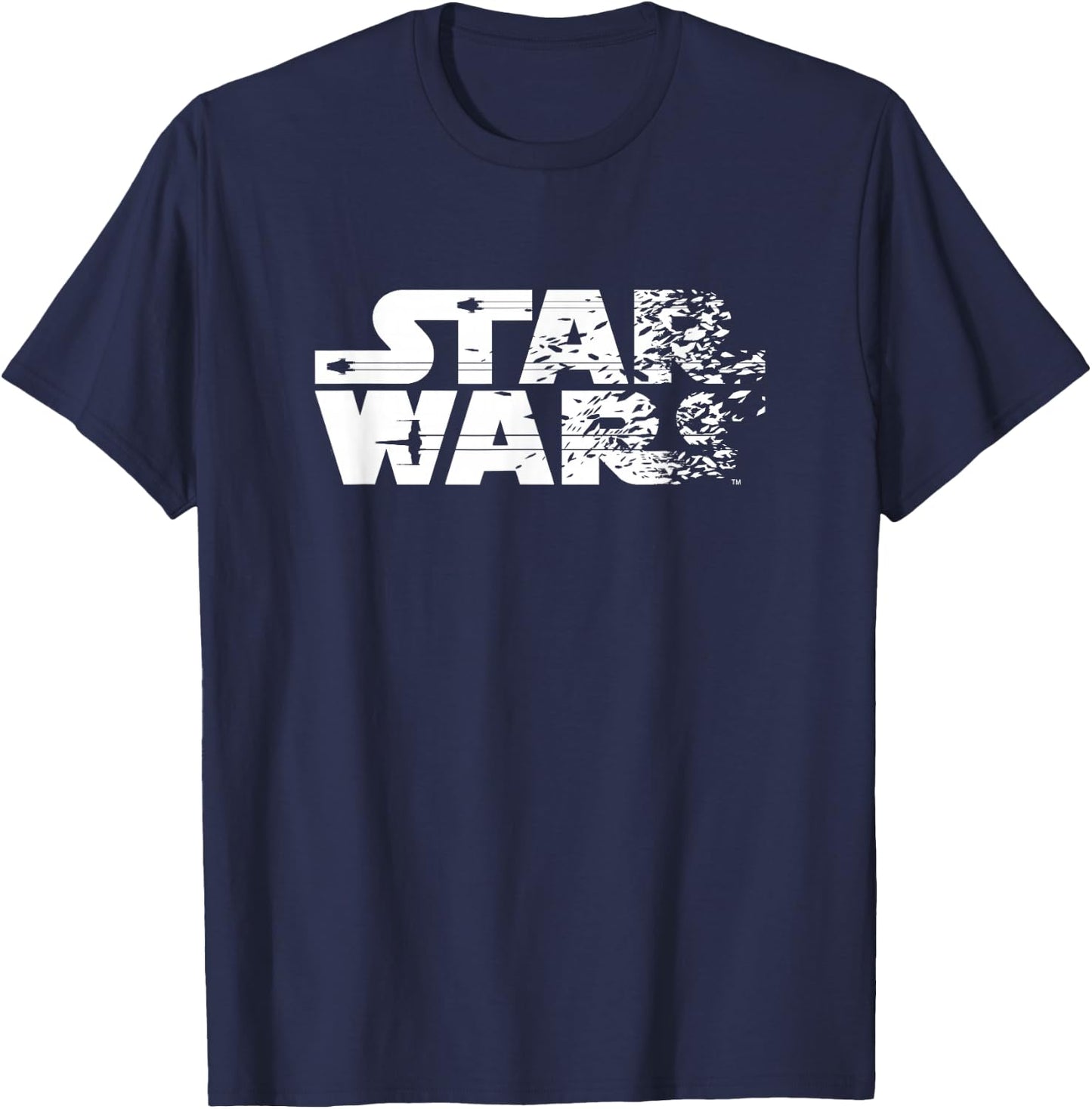 Star Wars Ship Shattered Logo White T-Shirt - T-Shirt | Navy