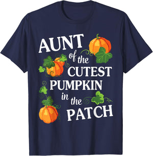 Happy Halloween Day Aunt Of The Cutest Pumpkin In The Patch T-Shirt - T-Shirt | Navy