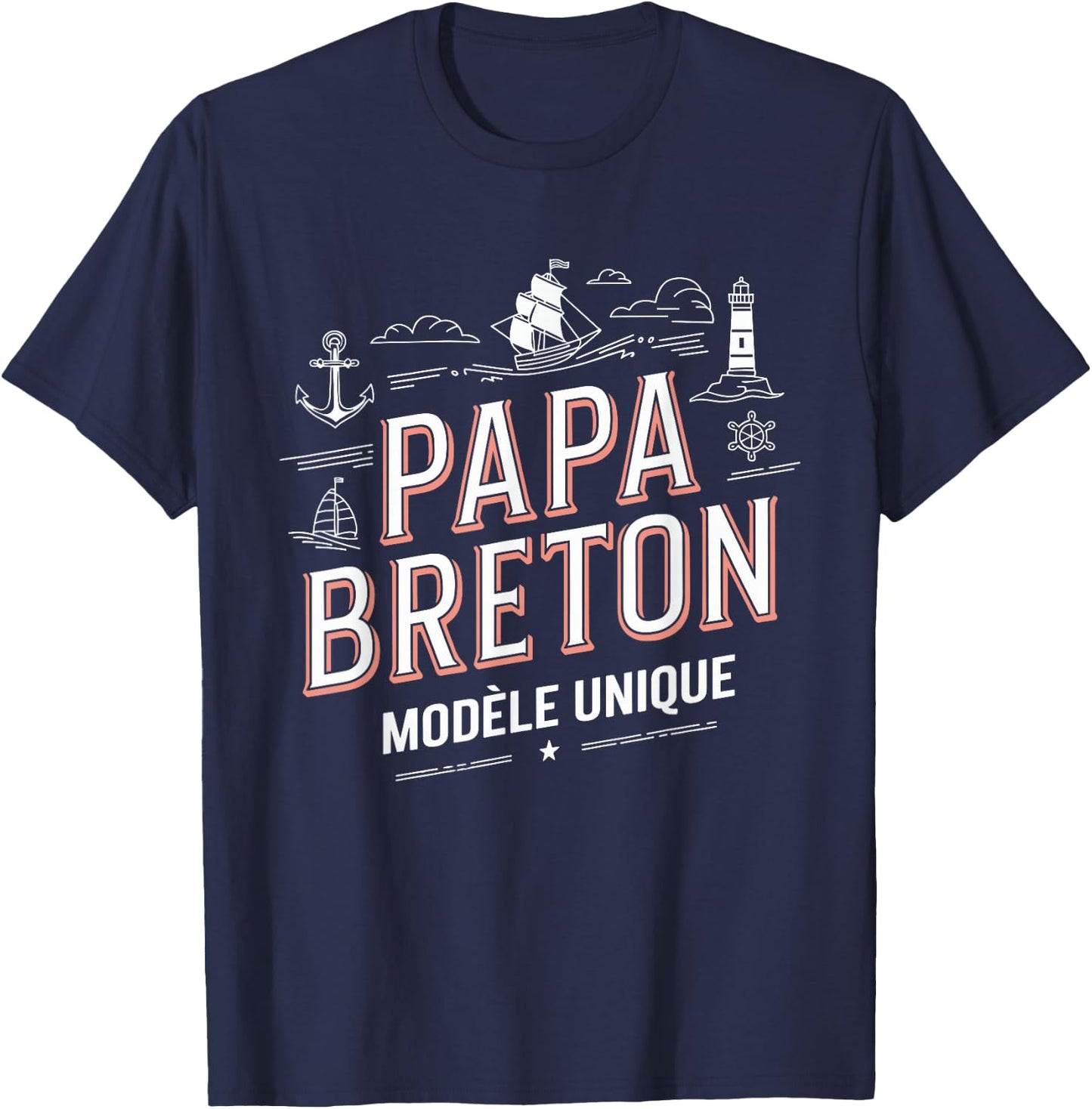 Papa Breton Unique Model Father's Day Gift T-Shirt - T-Shirt | Navy