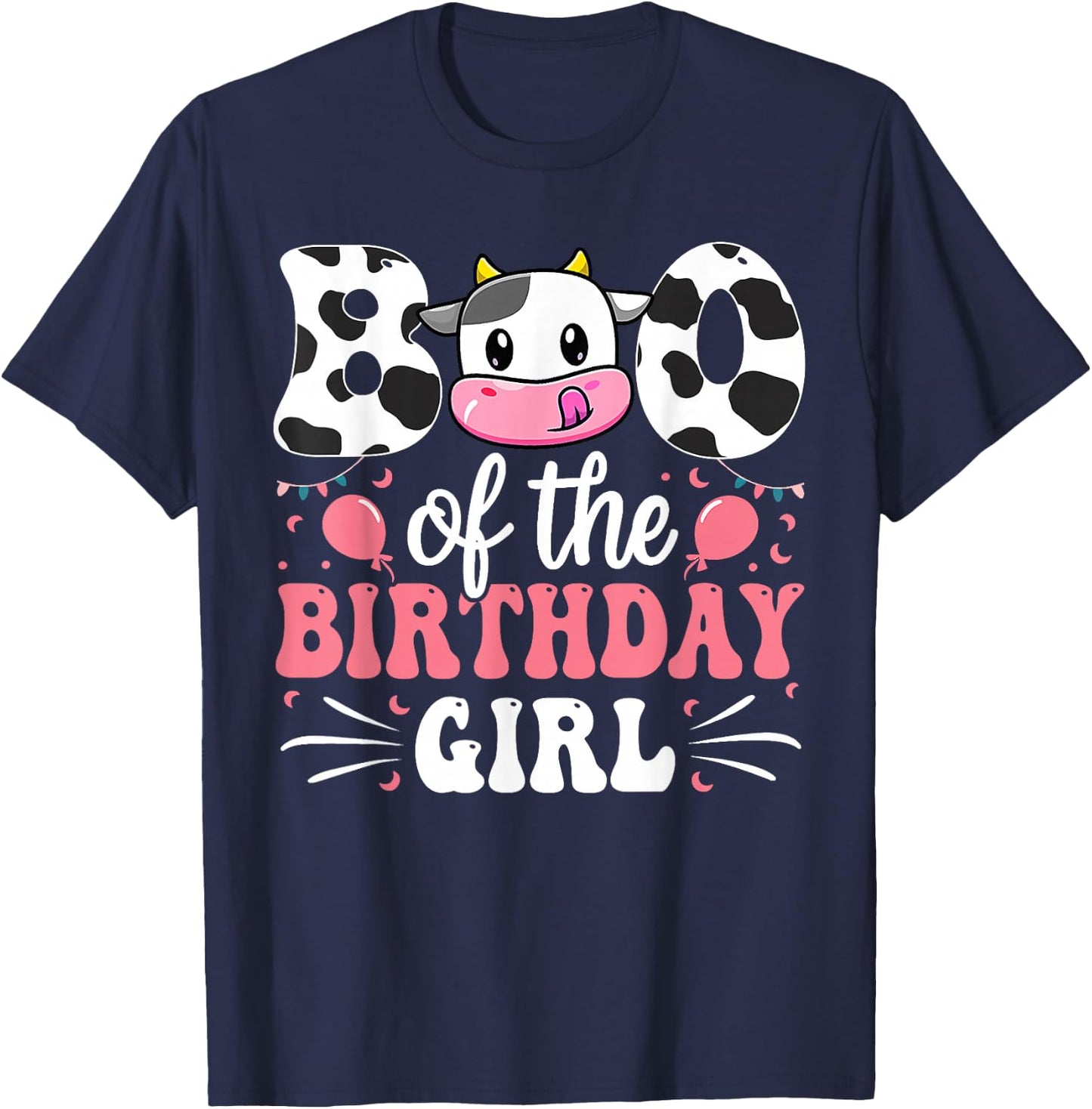 Brother Of The Birthday Girl Cow Family Matching 1st T-Shirt - T-Shirt | Navy