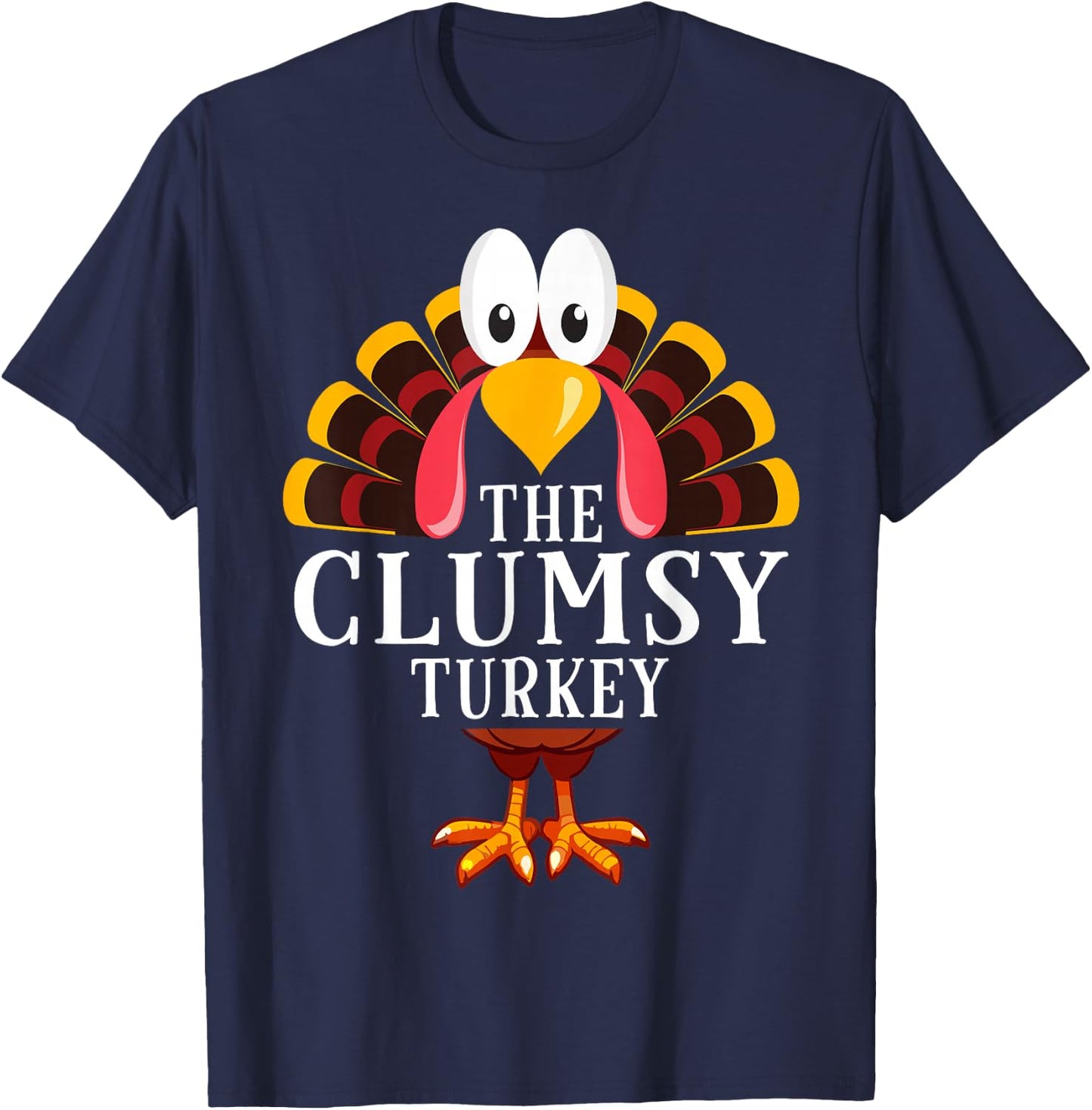 99 Gifts Thanksgiving Costume Matching Family The Clumsy Turkey Thanksgiving -Kids Black T-Shirt - T-Shirt | Navy
