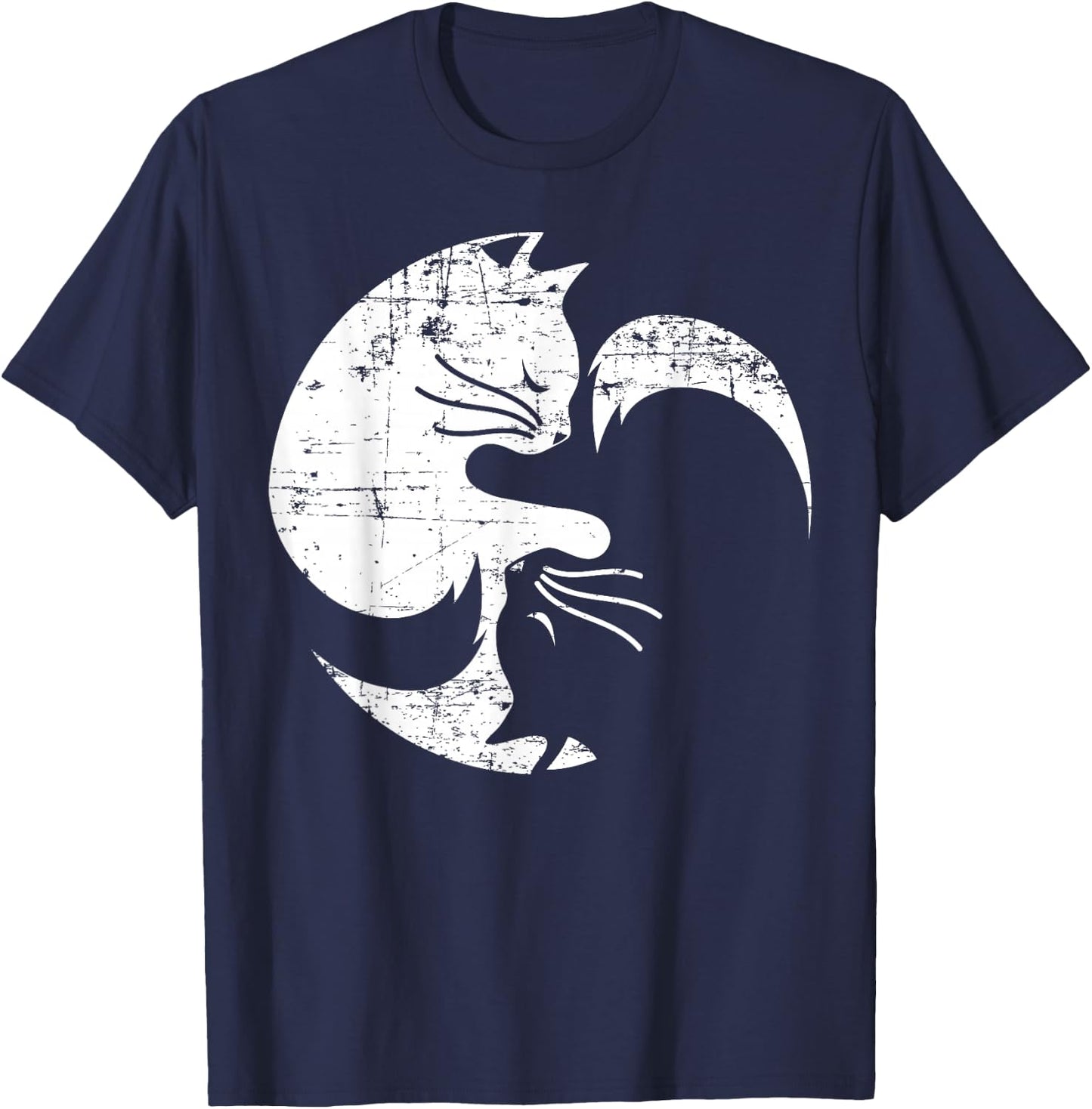 Cat Yin Yang Yoga Spirituality Meditation Balance Zen T-Shirt - T-Shirt | Navy