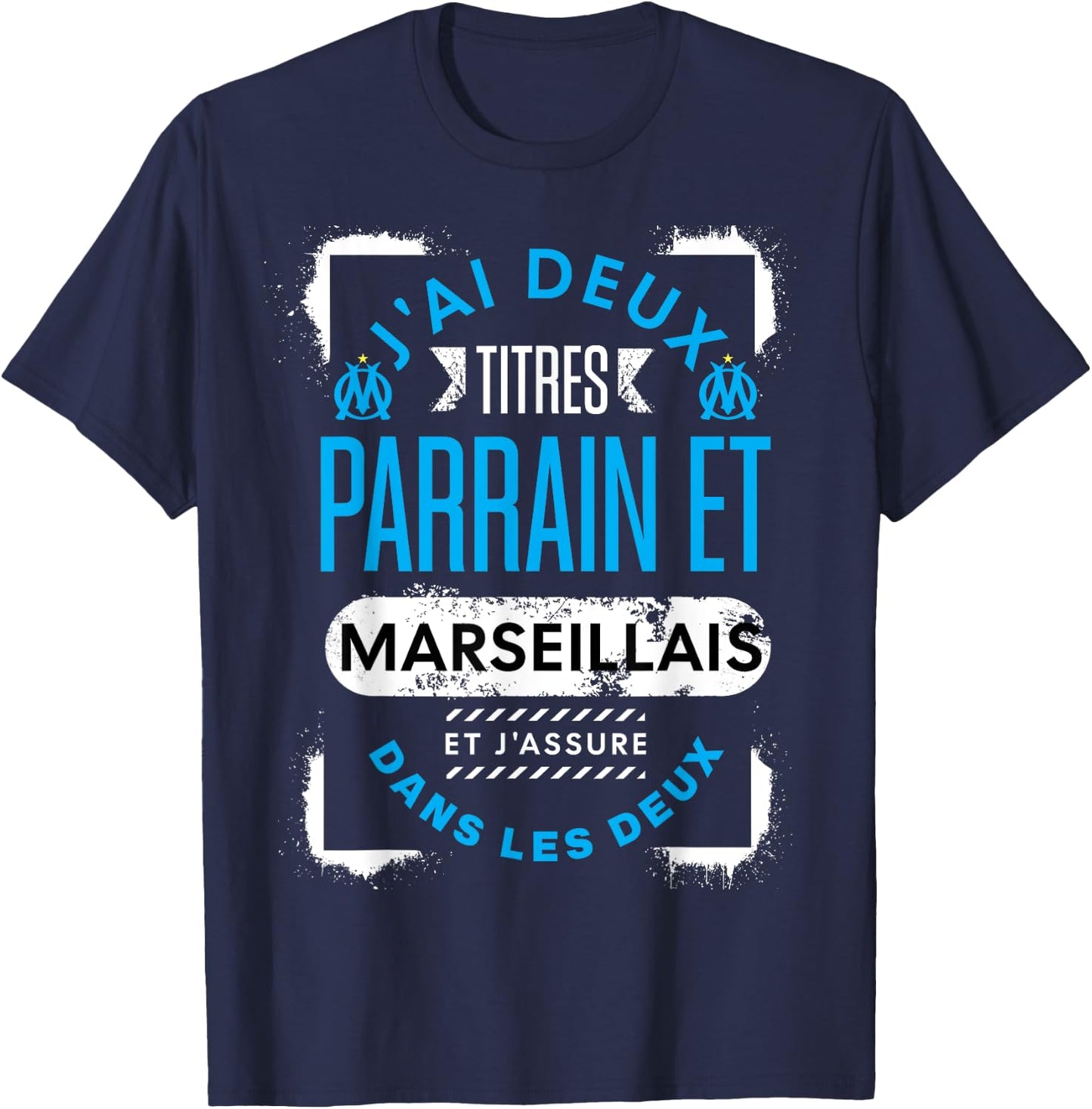 Marseille Supporter Football Godfather Man Humour , Black, S T-Shirt - T-Shirt | Navy