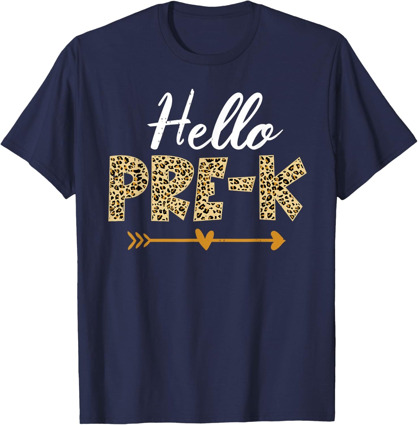 Hello Pre-K Leopard Pre-K Squad Teacher Kids Back To School T-Shirt - T-Shirt | Navy