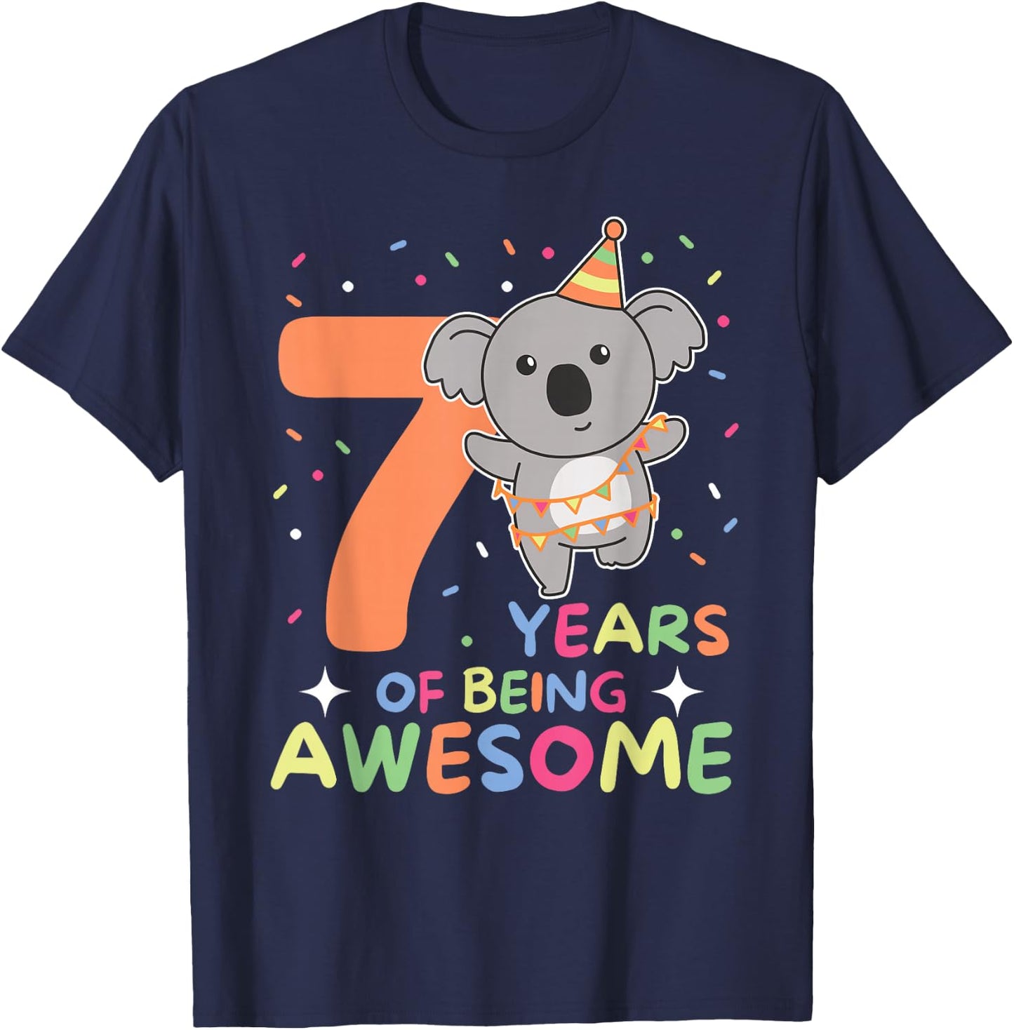 Koala For 7th Birthday Kids Seven Year Old Koala T-Shirt - T-Shirt | Navy