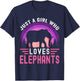 Just A Girl Who Loves Elephants Retro Vintage Elephant T-Shirt - T-Shirt | Navy