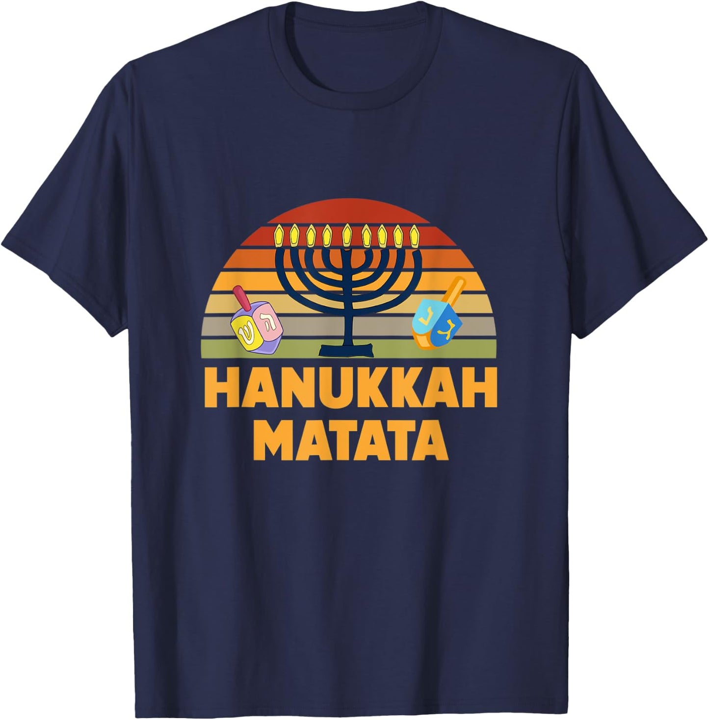 Hanukkah Matata Menorah Lights Latkes Dreidel Jewish Matzo T-Shirt - T-Shirt | Navy