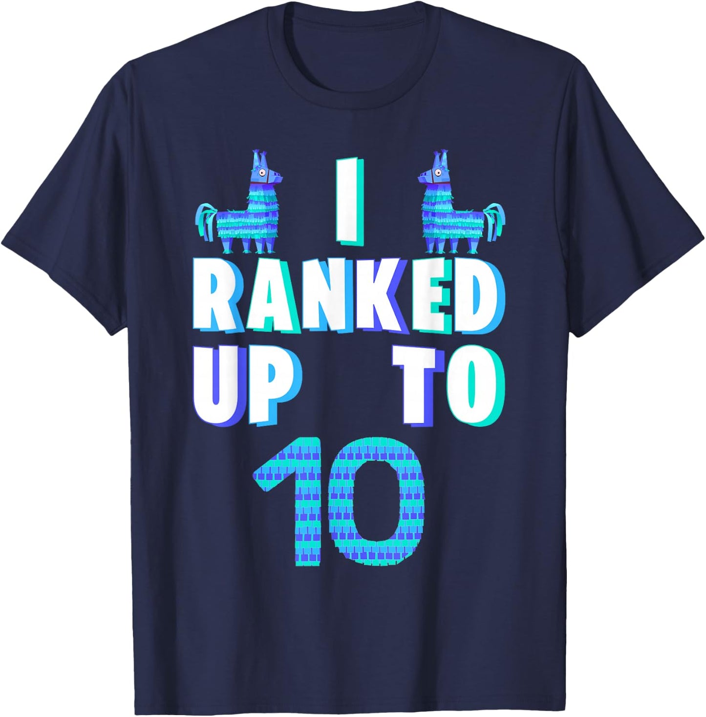 I Ranked Up To 10 Birthday Video Game Llama Piñata Birthday T-Shirt - T-Shirt | Navy