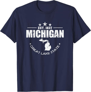 Michigan East 1837 Great Lake State Vereinigte Staaten T-Shirt - T-Shirt | Navy