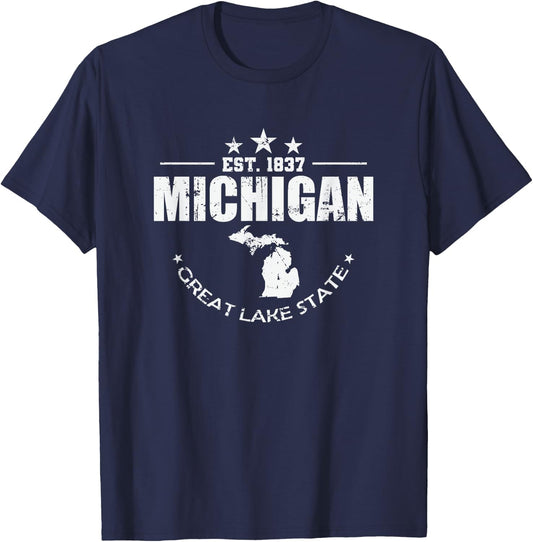 Michigan East 1837 Great Lake State Vereinigte Staaten T-Shirt - T-Shirt | Navy