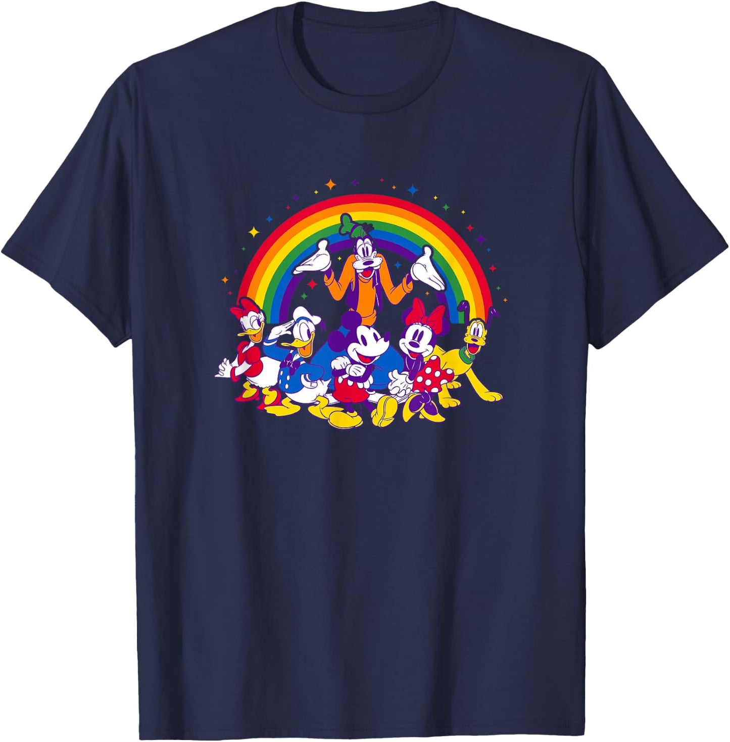 Disney Mickey and Friends Group Rainbow T-Shirt - T-Shirt | Navy