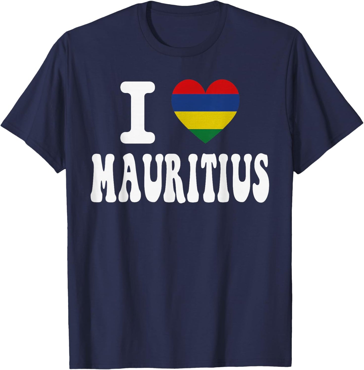 I Love Mauritius Herz-Flagge, Retro, Reise-Souvenir T-Shirt - T-Shirt | Navy
