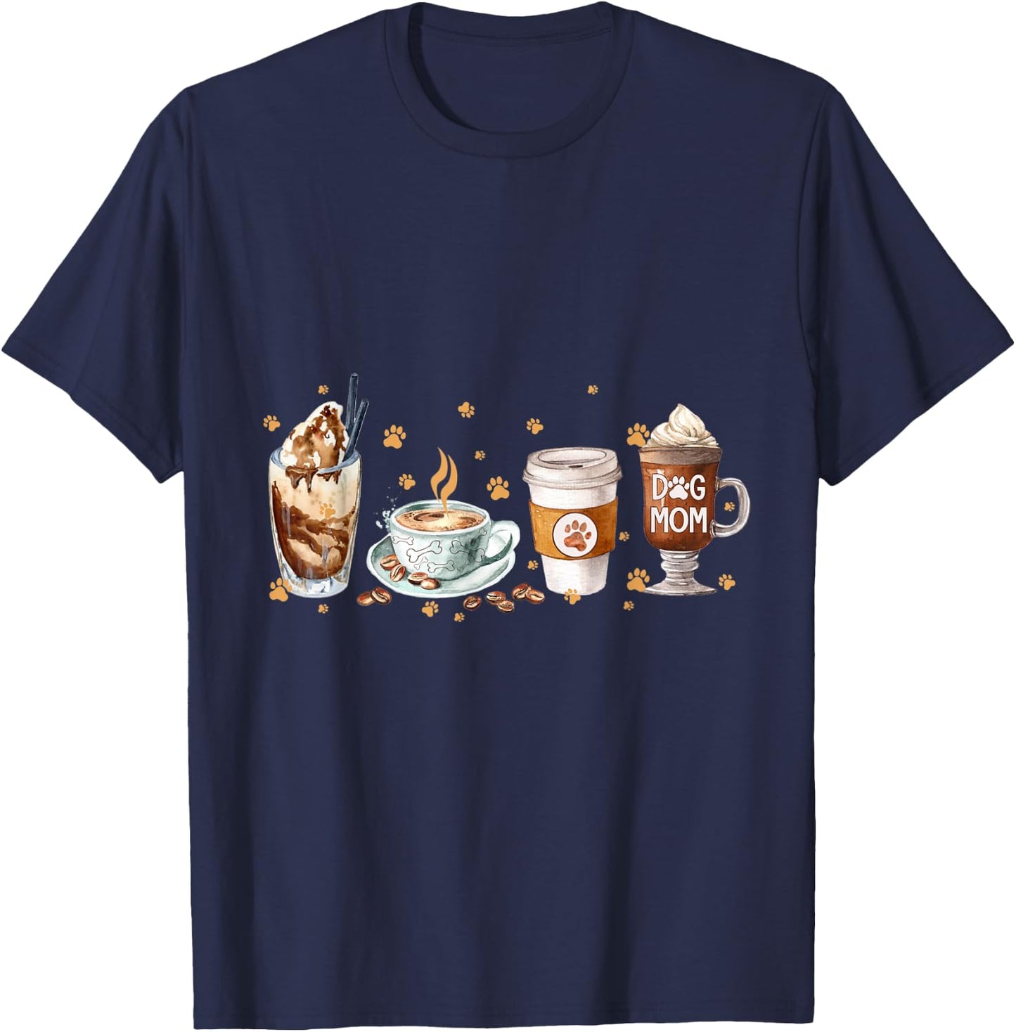 Coffee And Dog Mom Happy Mother's Day Dog Mom T-Shirt - T-Shirt | Navy
