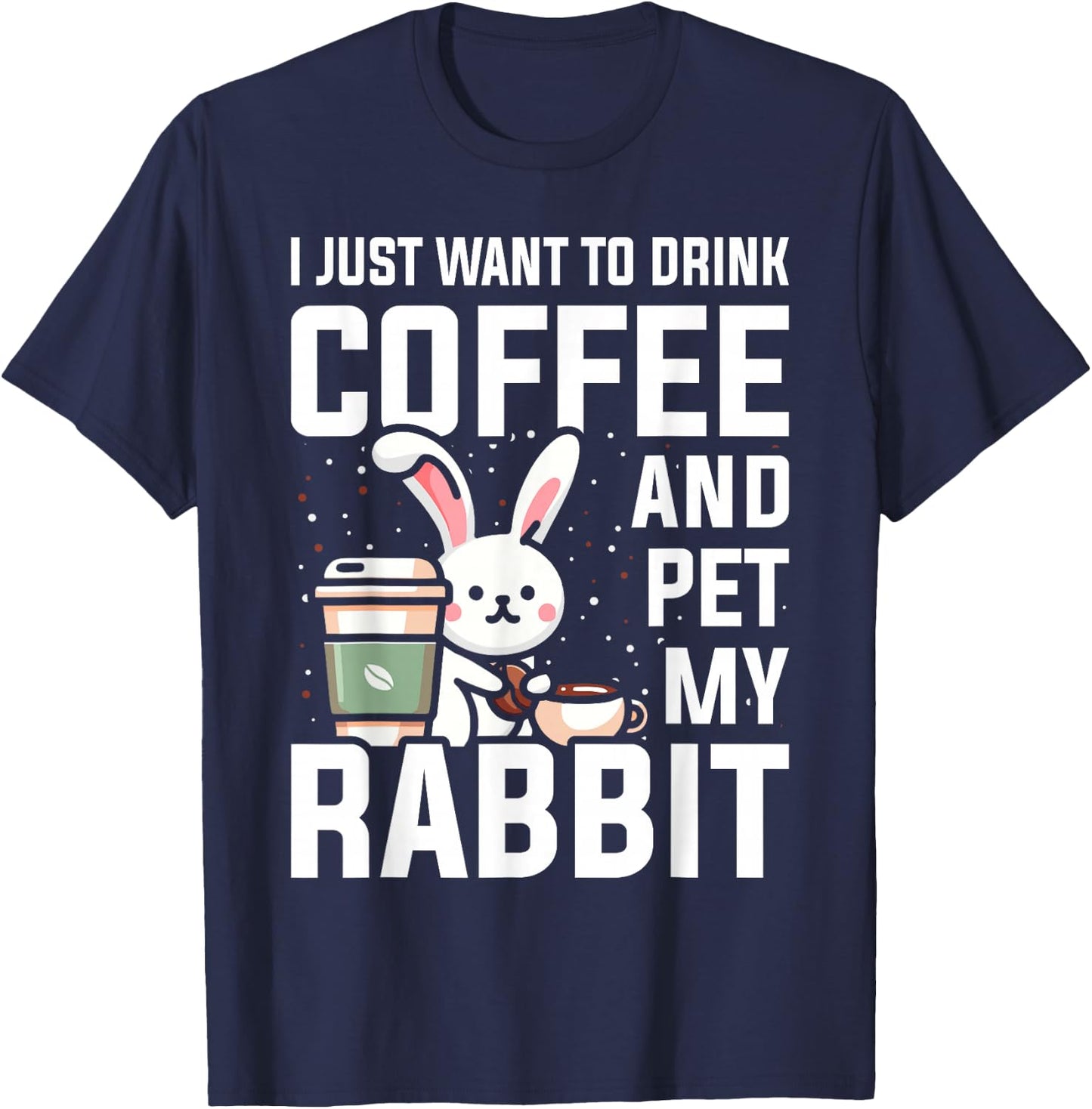 Rabbit Lover Coffee Bunny Mom T-Shirt - T-Shirt | Navy